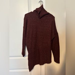 Burgundy turtleneck sweater dress: S
